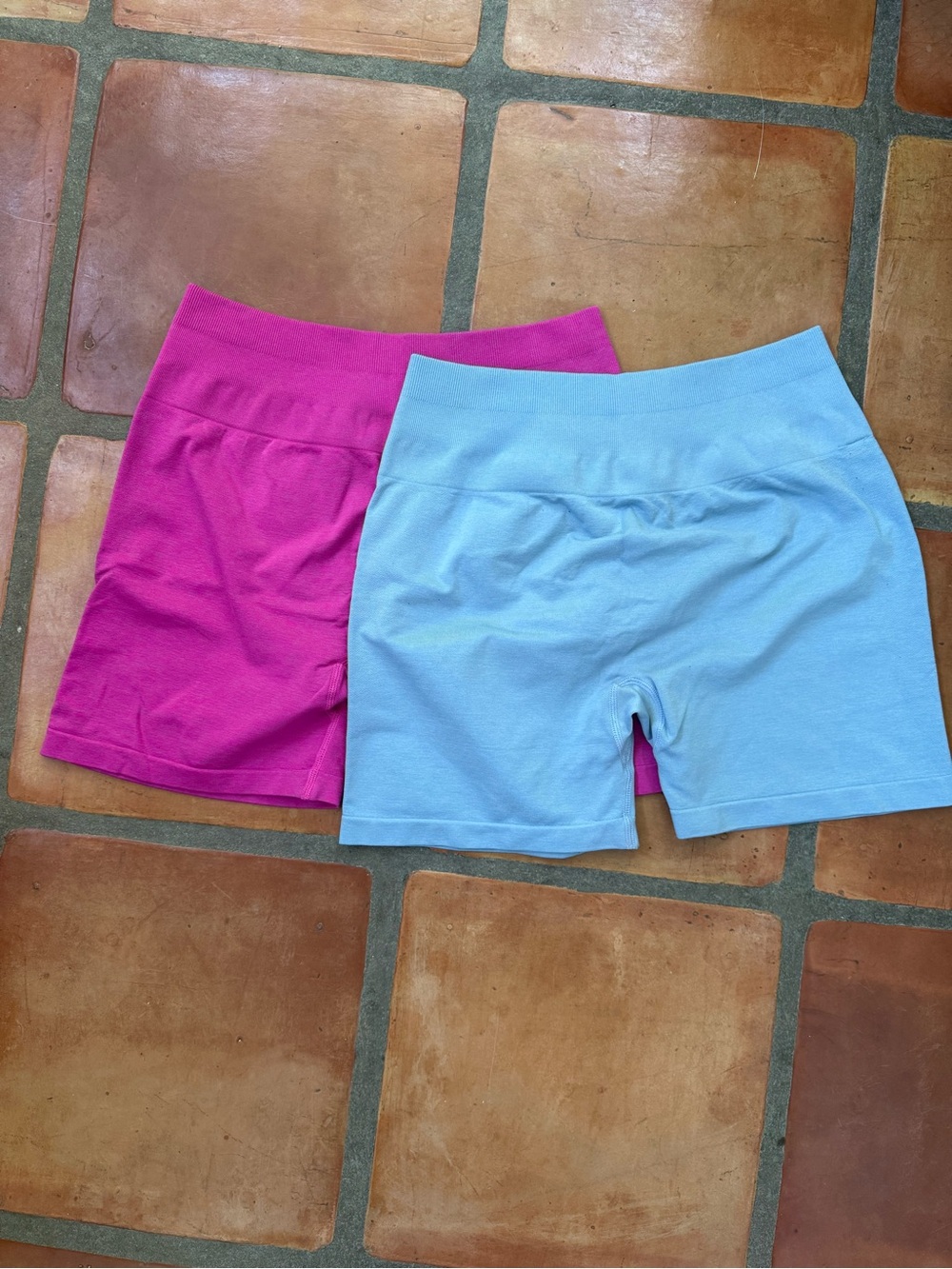 Women’s Seamless Active Shorts - Pink & Light Blue
